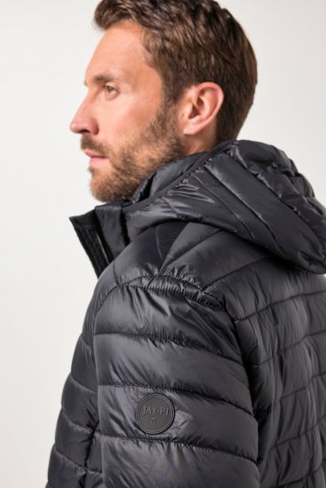 JAY-PI Lightly Quilted Jacket with a Hoodie Black - Geci - Geci Bărbați Mărimi Mari