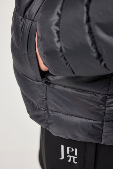 JAY-PI Lightly Quilted Jacket with a Hoodie Black - Geci - Geci Bărbați Mărimi Mari