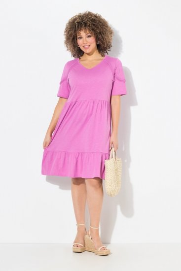 Ulla Popken 840115 Rochie din jerseu cu mânecă scurtă Roz - Rochii din jerseu - 