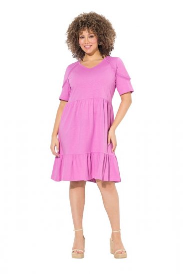 Ulla Popken 840115 Rochie din jerseu cu mânecă scurtă Roz - Rochii din jerseu - 