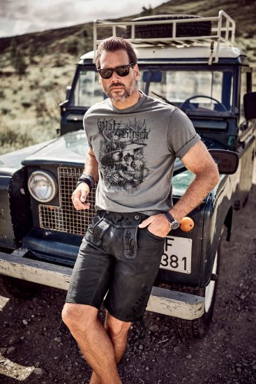 JP1880 Beer King Design Vintage Looking T-Shirt Gray - Tricouri - Tricouri Bărbați Mărimi Mari