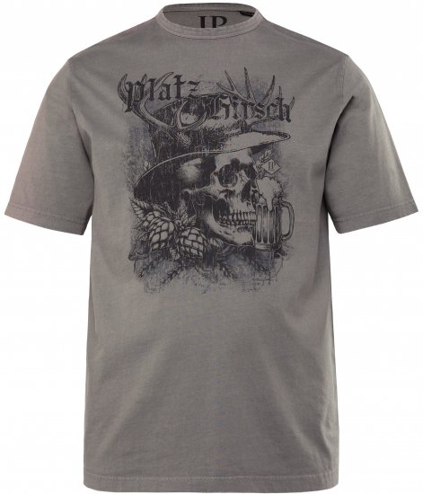 JP1880 Beer King Design Vintage Looking T-Shirt Gray - Tricouri - Tricouri Bărbați Mărimi Mari