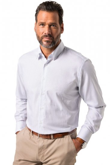 JP1880 Business Shirt Long Sleeve Striped Snow White - Cămăși - Cămăși Bărbați Mărimi Mari