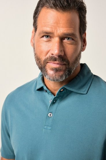 JP1880 Polo Shirt Short Sleeve Pique VIntage Teal - Tricouri polo - Tricouri Polo Bărbați Mărimi Mari