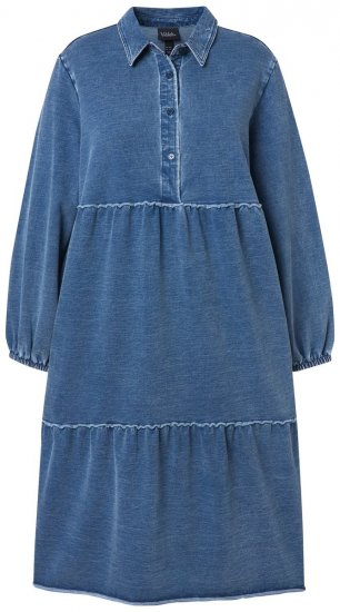 Ulla Popken 840972 Rochie hanorac cu volane Indigo - Rochii din molton - 