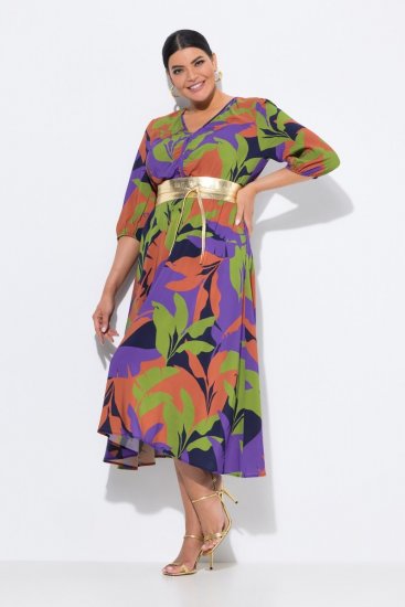 Ulla Popken 841034 Rochie imprimată cu mânecă 3/4 Bleumarin - Rochii maxi - Rochii maxi marimi mari