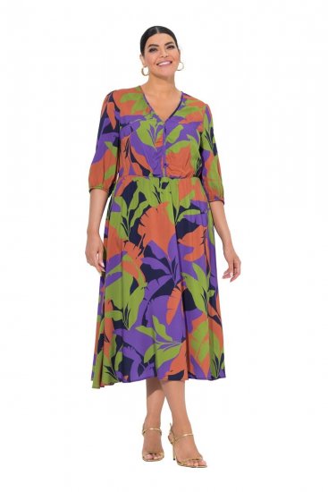 Ulla Popken 841034 Rochie imprimată cu mânecă 3/4 Bleumarin - Rochii maxi - Rochii maxi marimi mari