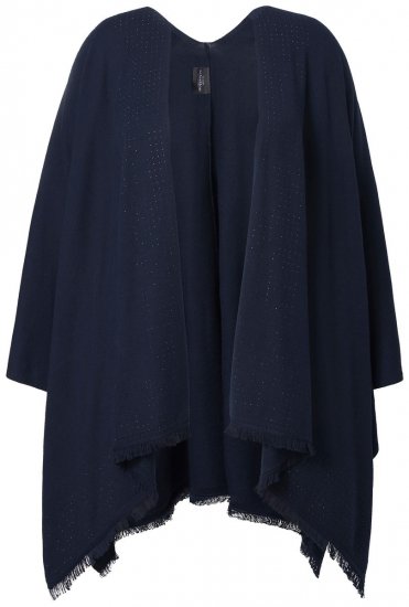 Ulla Popken 841117 Poncho tricotat oversize cu strasuri Bleumarin - Ponchouri și pelerine - 