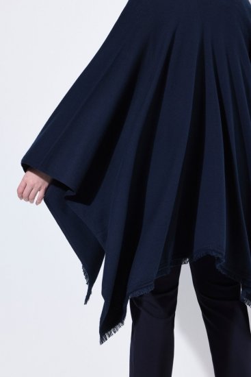 Ulla Popken 841117 Poncho tricotat oversize cu strasuri Bleumarin - Ponchouri și pelerine - 
