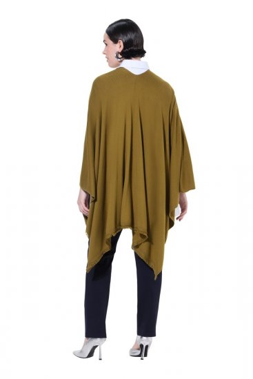 Ulla Popken 841117 Poncho tricotat oversize cu strasuri Verde măsliniu - Ponchouri și pelerine - 