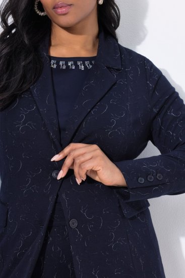 Ulla Popken 841163 Sacou din jerseu jacquard Bleumarin - Sacouri - Sacouri în Mărimi Mari pentru Femei