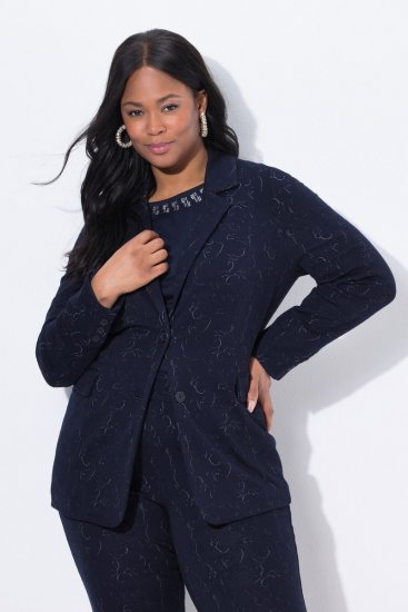 Ulla Popken 841163 Sacou din jerseu jacquard Bleumarin - Sacouri - Sacouri în Mărimi Mari pentru Femei