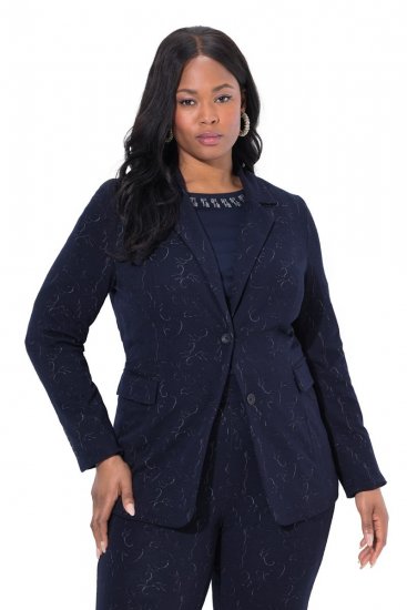 Ulla Popken 841163 Sacou din jerseu jacquard Bleumarin - Sacouri - Sacouri în Mărimi Mari pentru Femei