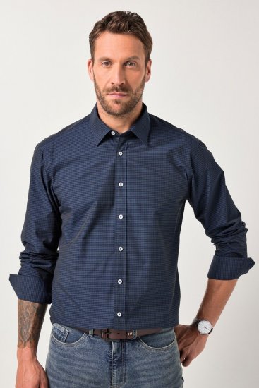 JP1880 Shirt Long Sleeve Kent Collar Navy - Cămăși - Cămăși Bărbați Mărimi Mari