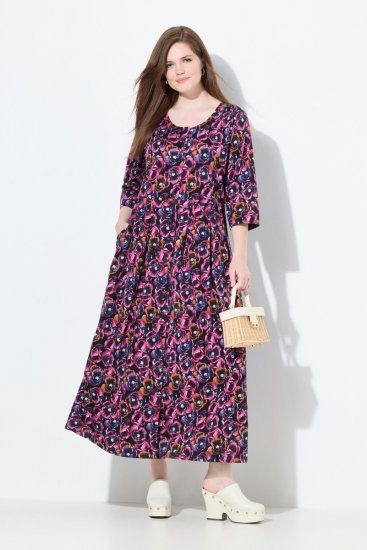 Ulla Popken 841219 Rochie maxi cu flori Mov închis - Rochii maxi - Rochii maxi marimi mari