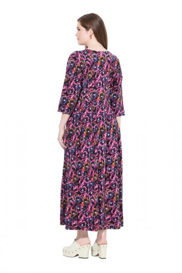 Ulla Popken 841219 Rochie maxi cu flori Mov închis - Rochii maxi - Rochii maxi marimi mari