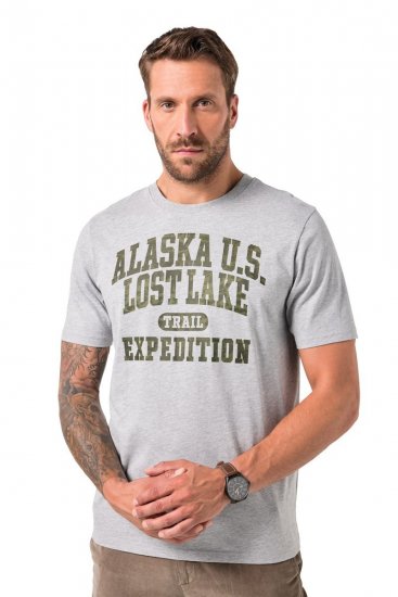 JP1880 T-shirt Short Sleeve Chest Print Grey Melange - Tricouri - Tricouri Bărbați Mărimi Mari