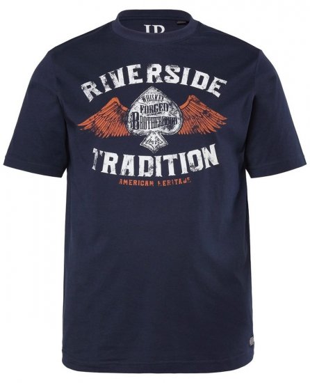 JP1880 T-Shirt Short Sleeve Chest Print Navy - Tricouri - Tricouri Bărbați Mărimi Mari