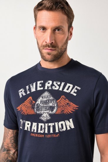 JP1880 T-Shirt Short Sleeve Chest Print Navy - Tricouri - Tricouri Bărbați Mărimi Mari