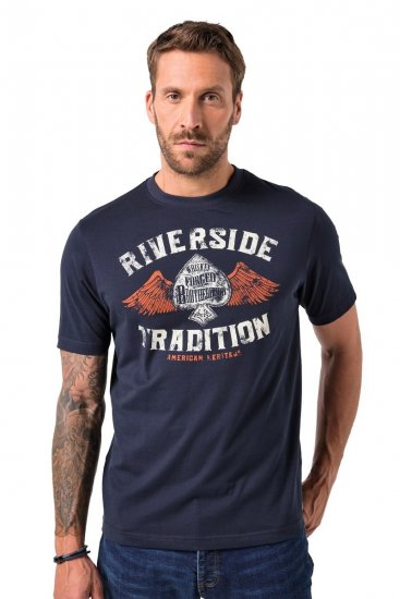 JP1880 T-Shirt Short Sleeve Chest Print Navy - Tricouri - Tricouri Bărbați Mărimi Mari