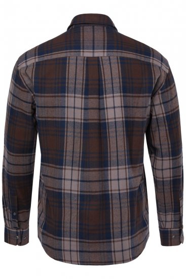 JP1880 Shirt Flannel Long Sleeve Dark Brown - Cămăși - Cămăși Bărbați Mărimi Mari