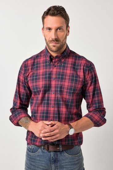 JP1880 Checked Shirt Long Sleeve Red - Cămăși - Cămăși Bărbați Mărimi Mari