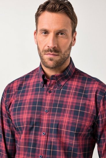 JP1880 Checked Shirt Long Sleeve Red - Cămăși - Cămăși Bărbați Mărimi Mari