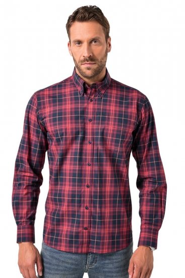 JP1880 Checked Shirt Long Sleeve Red - Cămăși - Cămăși Bărbați Mărimi Mari