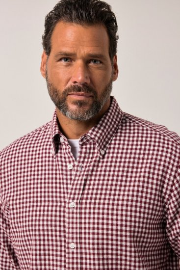 JP1880 Checked Flannel Shirt Long Sleeve Light Red - Cămăși - Cămăși Bărbați Mărimi Mari
