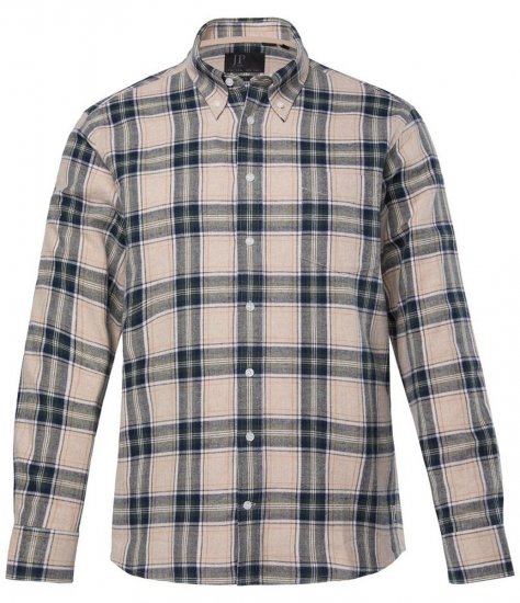 JP1880 Checked Flannel Shirt Long Sleeve Dark Dusty Pink - Cămăși - Cămăși Bărbați Mărimi Mari