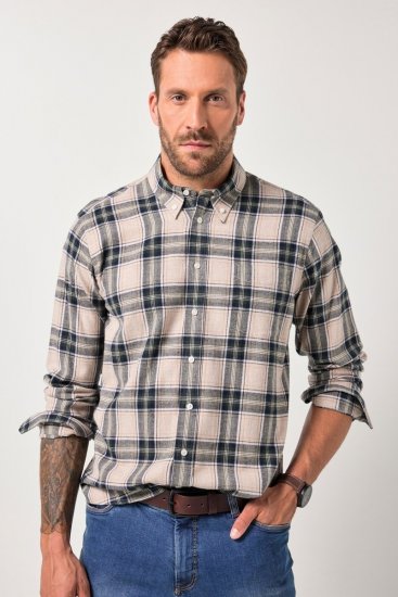 JP1880 Checked Flannel Shirt Long Sleeve Dark Dusty Pink - Cămăși - Cămăși Bărbați Mărimi Mari
