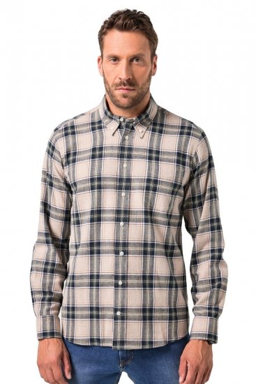 JP1880 Checked Flannel Shirt Long Sleeve Dark Dusty Pink - Cămăși - Cămăși Bărbați Mărimi Mari