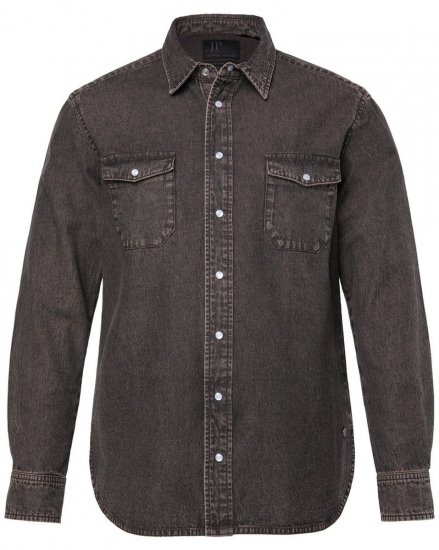 JP1880 Denim Shirt Flexnamic Dark Brown - Cămăși - Cămăși Bărbați Mărimi Mari