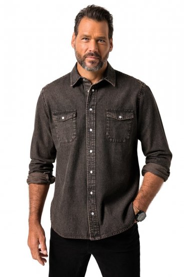 JP1880 Denim Shirt Flexnamic Dark Brown - Cămăși - Cămăși Bărbați Mărimi Mari