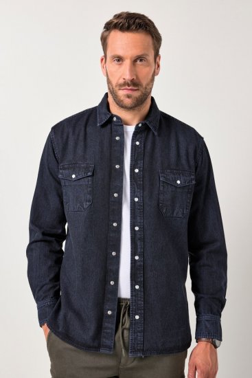 JP1880 Denim Shirt Flexnamic Long Sleeve Navy - Cămăși - Cămăși Bărbați Mărimi Mari