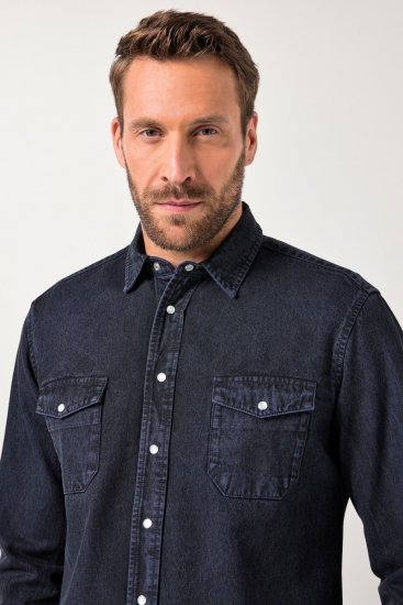 JP1880 Denim Shirt Flexnamic Long Sleeve Navy - Cămăși - Cămăși Bărbați Mărimi Mari