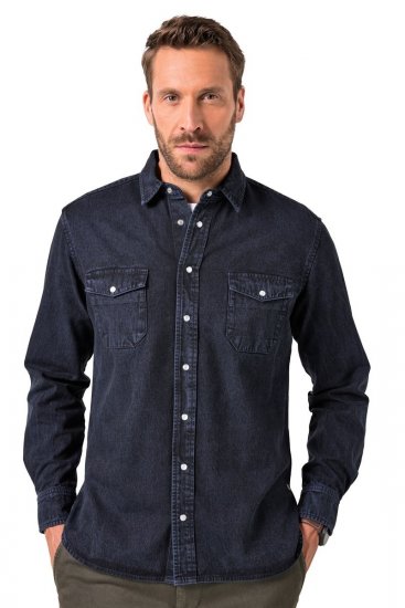 JP1880 Denim Shirt Flexnamic Long Sleeve Navy - Cămăși - Cămăși Bărbați Mărimi Mari