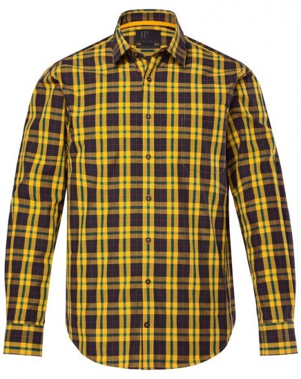 JP1880 Checked Shirt Long Sleeve Kent Collar Curry - Cămăși - Cămăși Bărbați Mărimi Mari