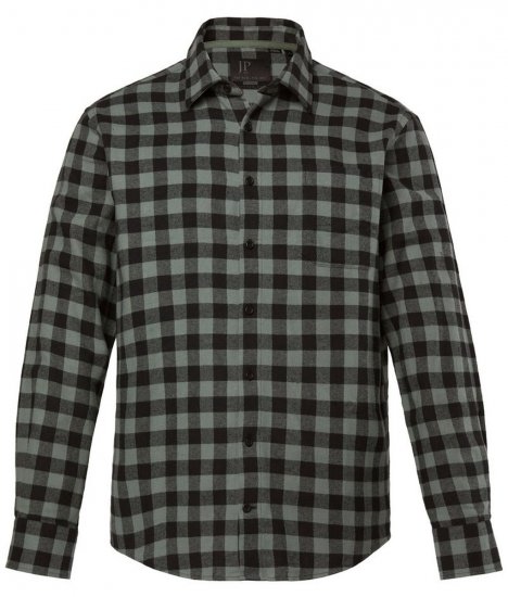 JP1880 Checked Flannel Shirt Long Sleeve Eucalyptus Green - Cămăși - Cămăși Bărbați Mărimi Mari