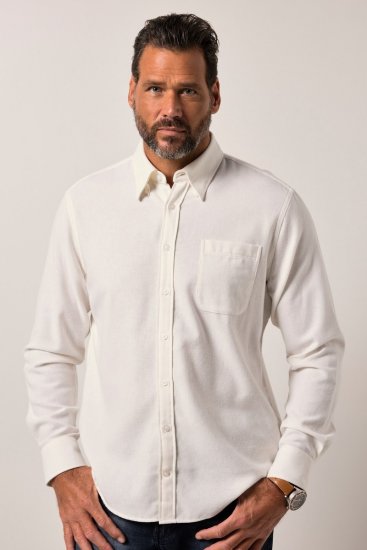 JP1880 Checked Flannel Shirt Long Sleeve Creamy White - Cămăși - Cămăși Bărbați Mărimi Mari