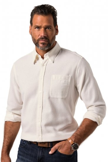 JP1880 Checked Flannel Shirt Long Sleeve Creamy White - Cămăși - Cămăși Bărbați Mărimi Mari