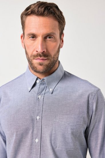 JP1880 Oxford Shirt Long Sleeve Denim Blue - Cămăși - Cămăși Bărbați Mărimi Mari
