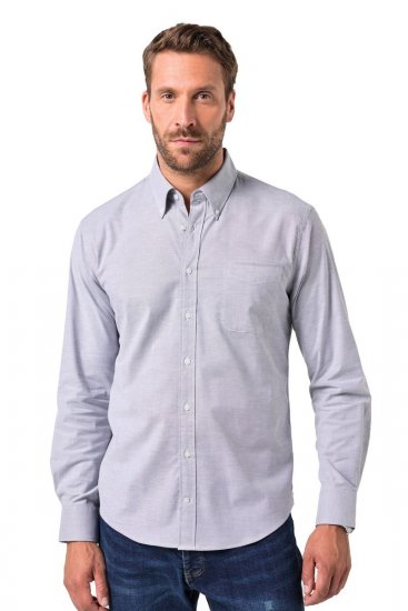 JP1880 Oxford Shirt Flexnamic Long Sleeve Grey - Cămăși - Cămăși Bărbați Mărimi Mari