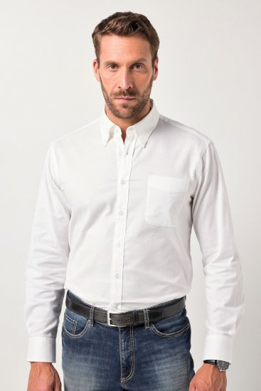 JP1880 Oxford Shirt Flexnamic Long Sleeve Snow White - Cămăși - Cămăși Bărbați Mărimi Mari