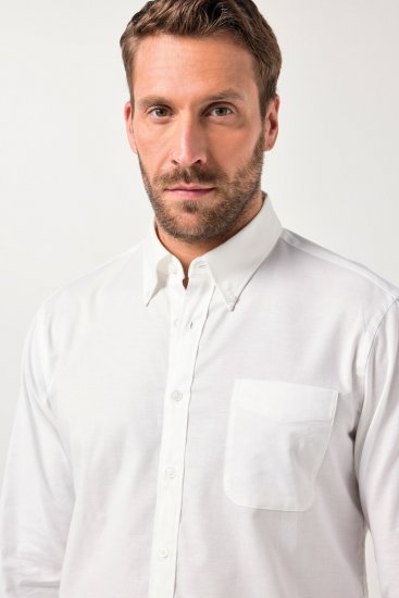 JP1880 Oxford Shirt Flexnamic Long Sleeve Snow White - Cămăși - Cămăși Bărbați Mărimi Mari