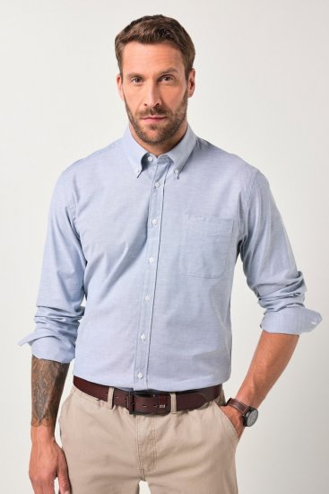 JP1880 Oxford Shirt Flexnamic Long Sleeve Ash Turquoise - Cămăși - Cămăși Bărbați Mărimi Mari