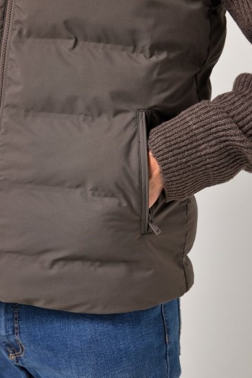 JP1880 841361 Vestă matlasată cu laser Maro moca - Geci - Geci Bărbați Mărimi Mari