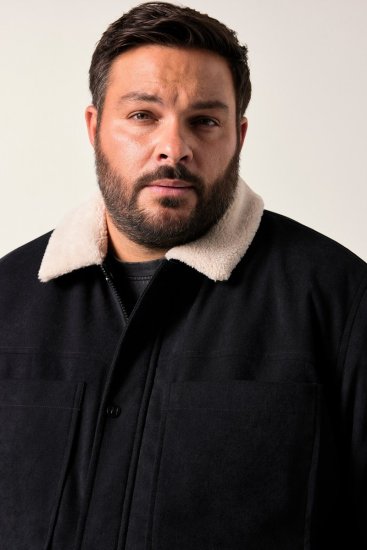 Men+ 545 Jachetă cu guler teddy Negru - Geci - Geci Bărbați Mărimi Mari