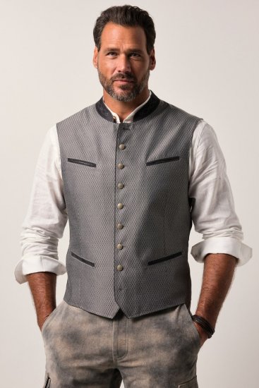JP1880 Vest Traditional With Embroidery Silver - Trachten & Oktoberfest - Costume Oktoberfest mărimi mari (Trachten)