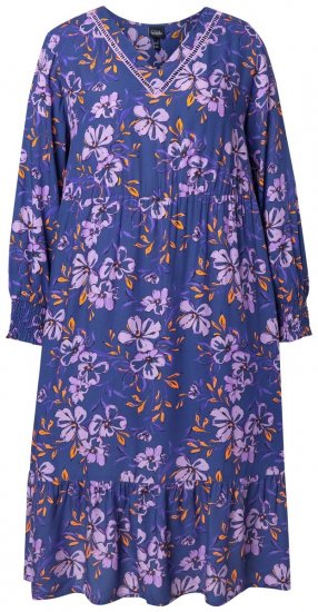 Ulla Popken 841873 Rochie midi cu flori Bleumarin - Rochii midi - Rochii midi la marimi mari